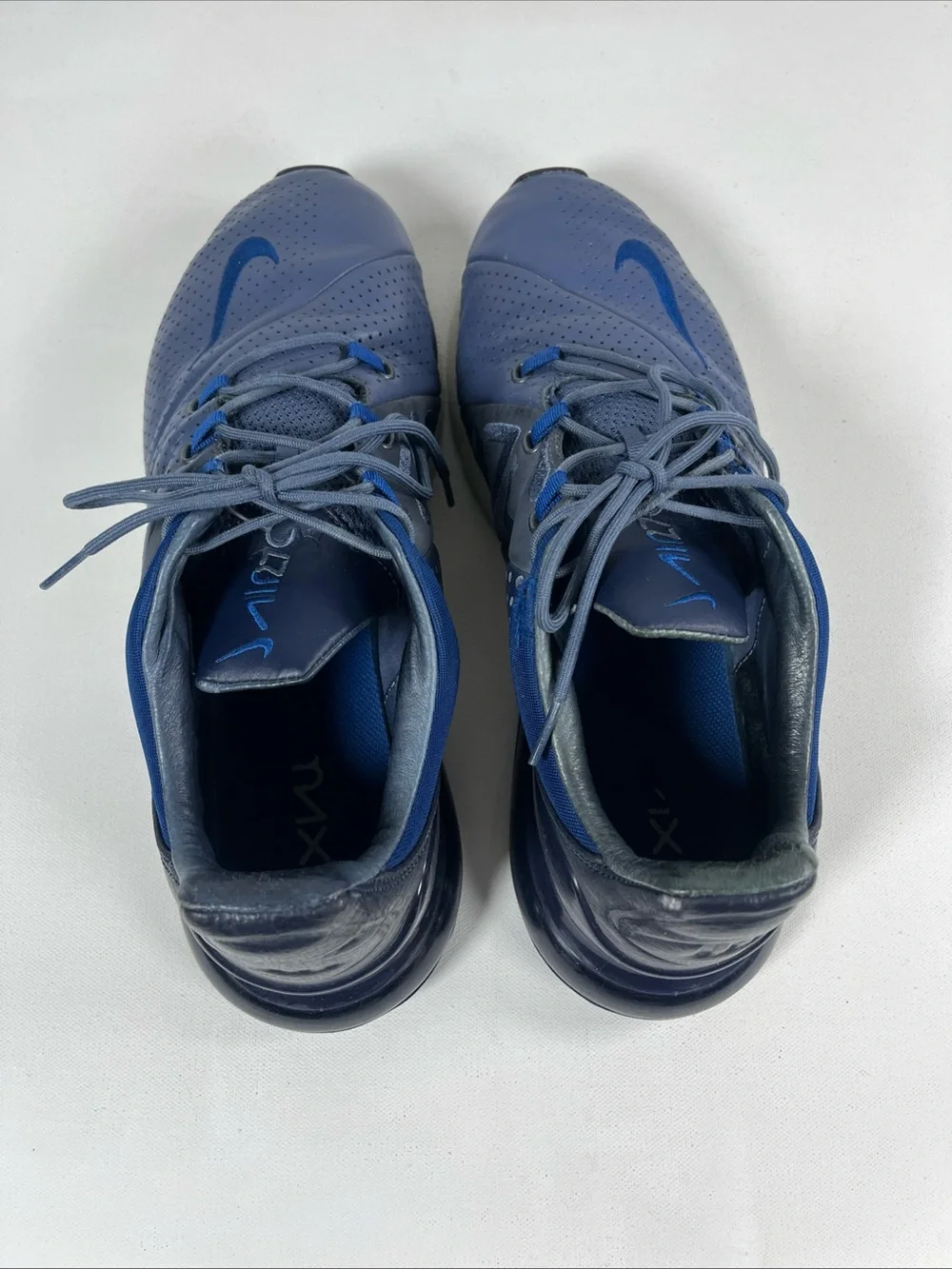 Nike Air Max 270 Premium Diffused Blue Leather Athletic Sneakers Mens 11.5